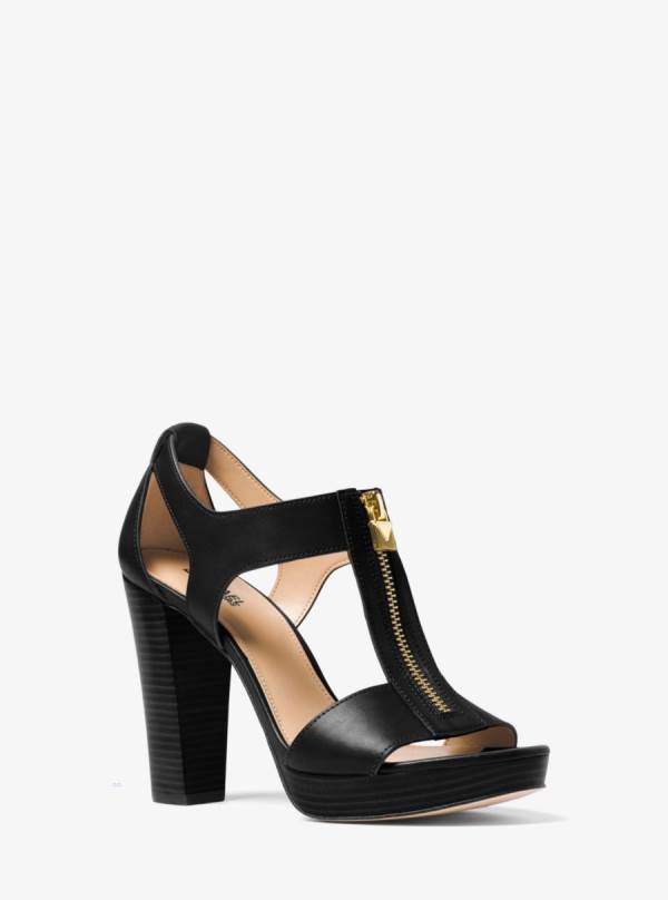 Damske Sandále Michael Kors Berkley Lock Leather Platform Čierne - Topanky Michael Kors Obchod | KOXWU-2895